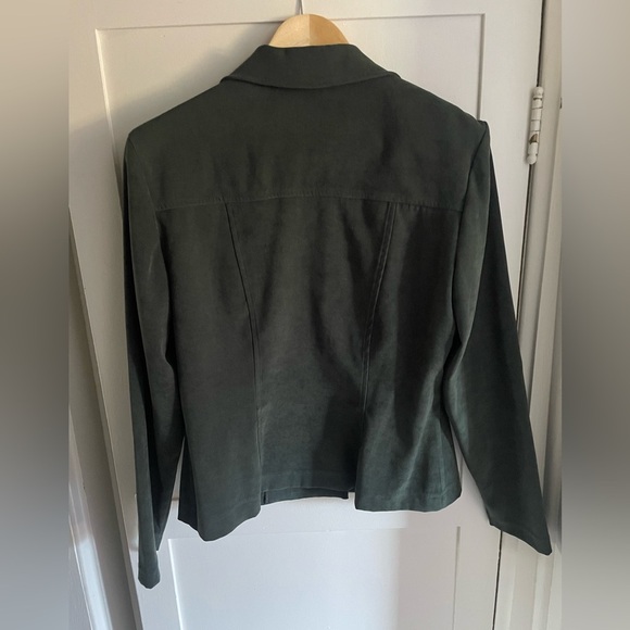 Vintage Algo 90s deep olive green faux-suede blazer-style jacket - Picture 2 of 14